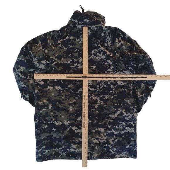 US NAVY Working Parka Mens Small Blue Camo Waterproof Full Double Zipper Jacket - Picture 8 of 10